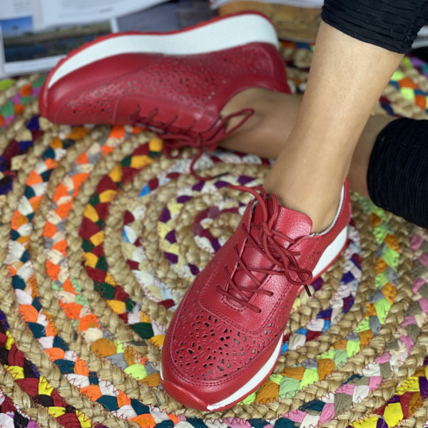 Pantofi Casual Dama Rosii din Piele Naturala Samia