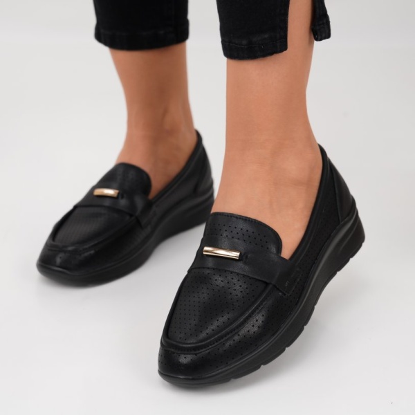 Pantofi Piele Naturala Anabela Black