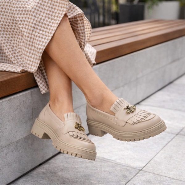 Pantofi Piele Naturala Catalana Beige