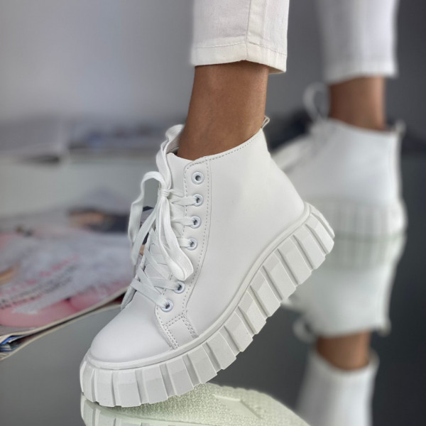 Pantofi Sport Dama Albi din Piele Ecologica Kalida