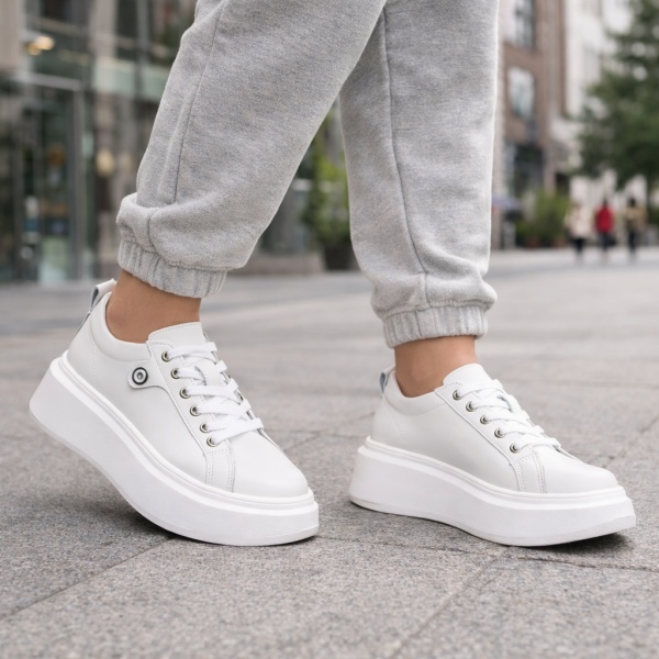 Pantofi Sport Piele Naturala Jimena White2