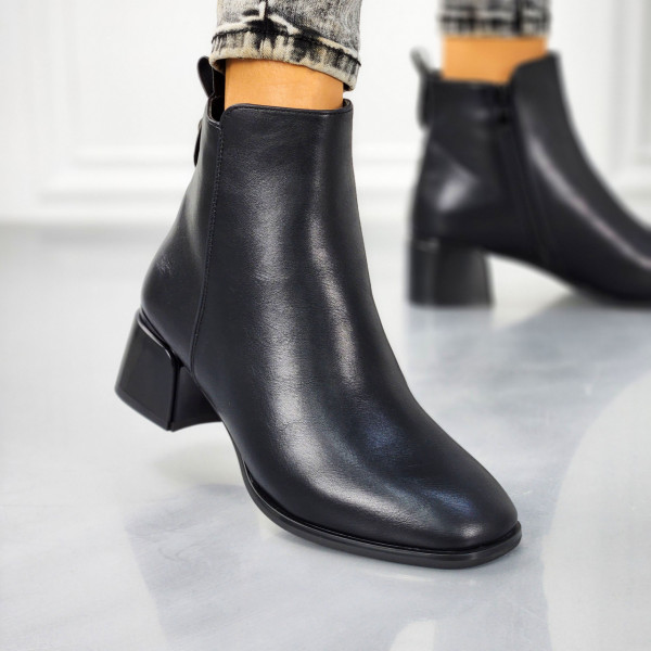 Botine Dama Imblanite Negre din Piele Ecologica Saba