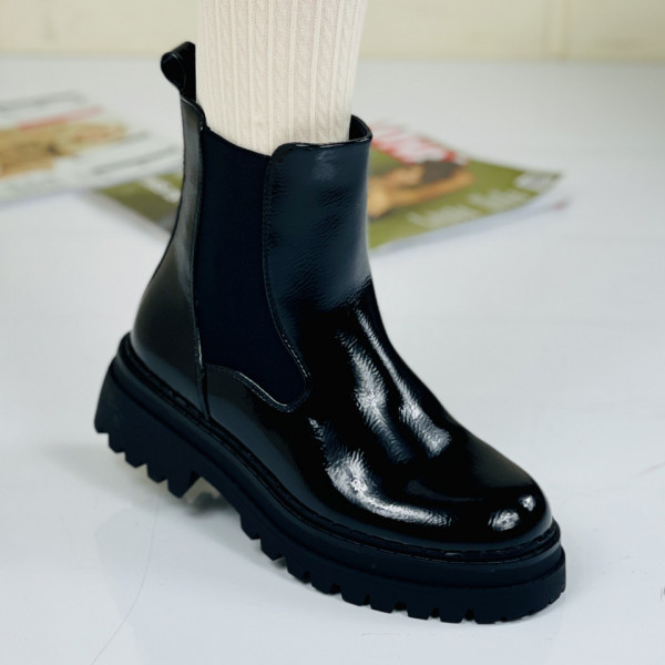 Ghete Dama Imblanite Negre din Piele Ecologica Alison