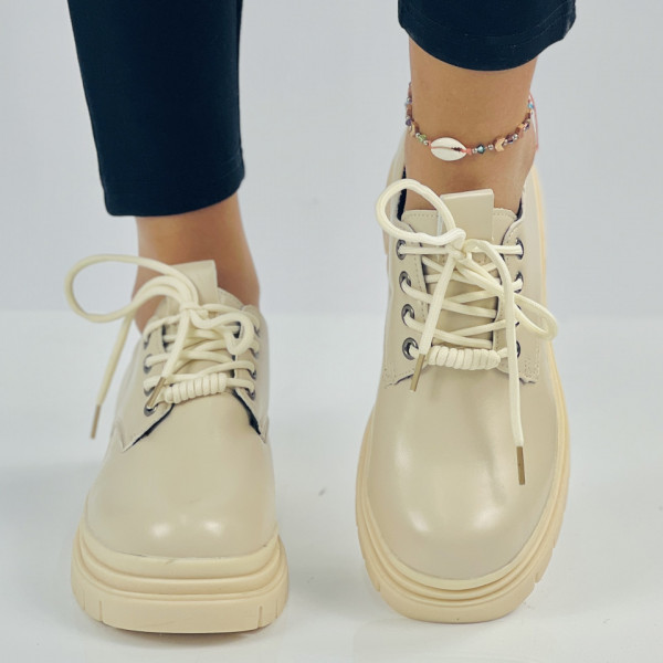 Pantofi Casual Dama Bej din Piele Ecologica Liodas