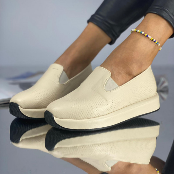 Pantofi Casual Dama Bej din Piele Ecologica Tatos