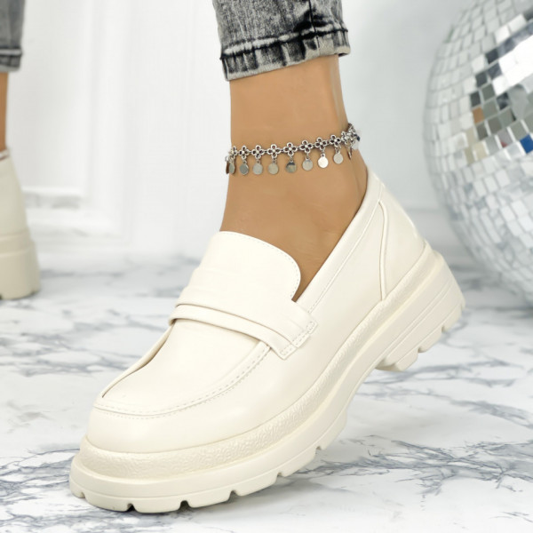 Pantofi Casual Dama Bej din Piele Ecologica Tixey