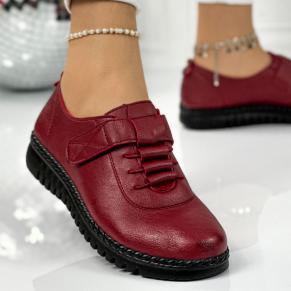 Pantofi Casual Dama Bordo din Piele Ecologica Overo