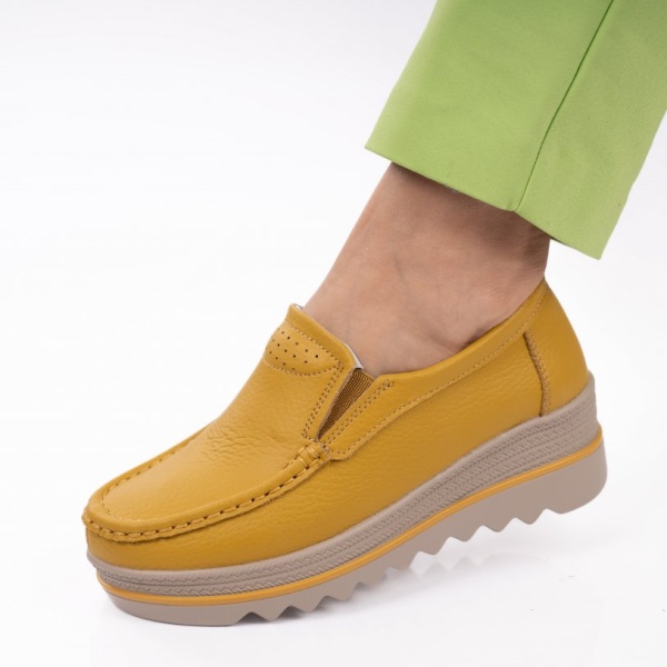 Pantofi Piele Naturala Adriana3 Yellow