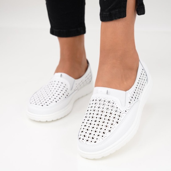 Pantofi Piele Naturala Corina White