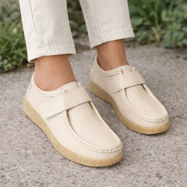 Pantofi Piele Naturala Elvan3 Beige
