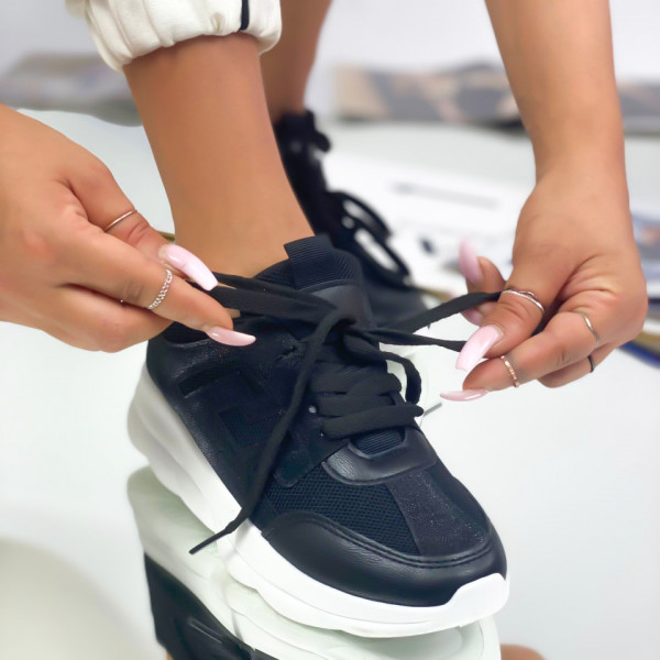 Pantofi Sport Dama Negri din Piele Ecologica Piros