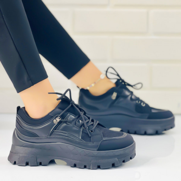 Pantofi Sport Dama Negri din Piele Ecologica Rania