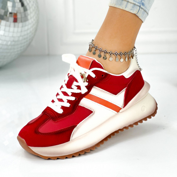 Pantofi Sport Dama Rosii din Piele Ecologica Maseru