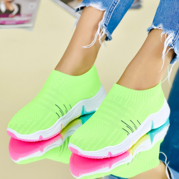 Pantofi Sport Dama Verzi din Material Textil Iriana