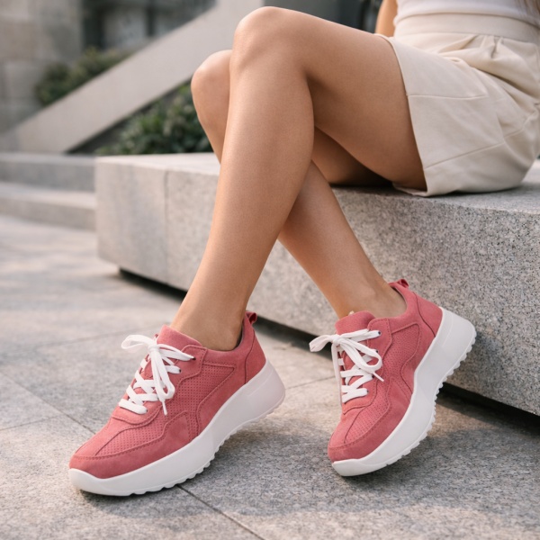 Pantofi Sport Piele Naturala Nola Pink