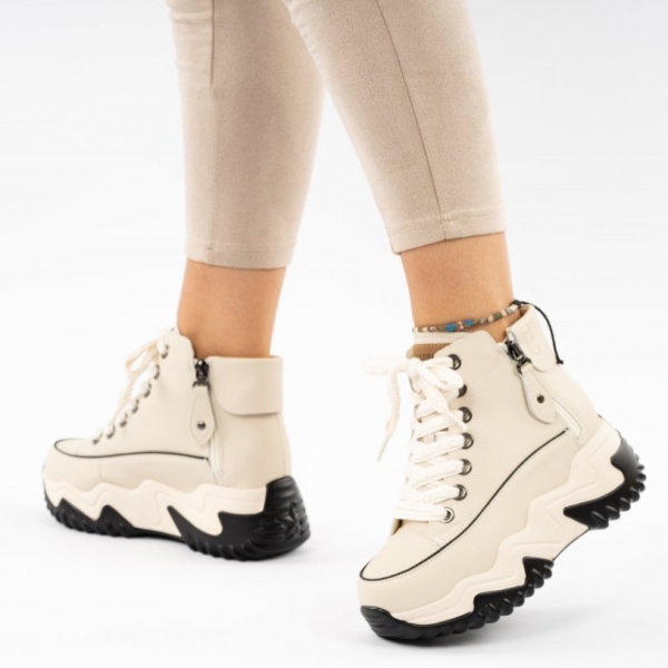 Pantofi Sport Piele Naturala Safiya Beige