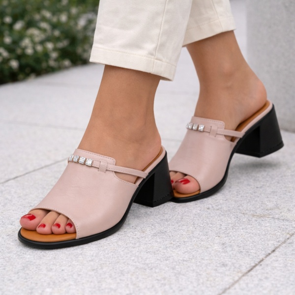 Papuci Piele Naturala Divina Pink