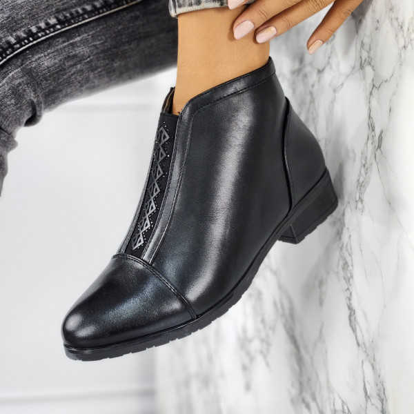 Botine Dama Imblanite Negre din Piele Ecologica Ravan