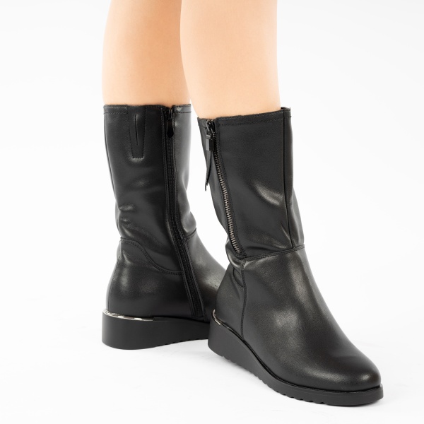 Cizme Scurte Piele Naturala Mateas Black
