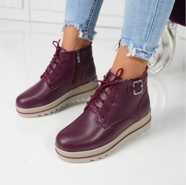 Ghete Piele Naturala Ania Bordo