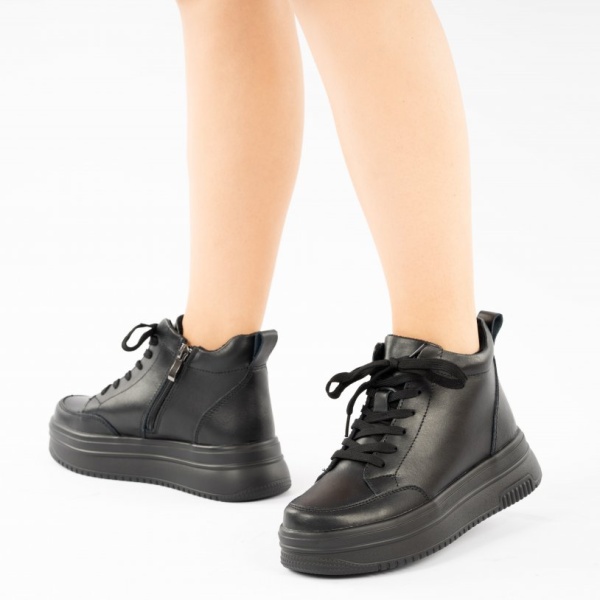 Ghete Piele Naturala Cleora Black