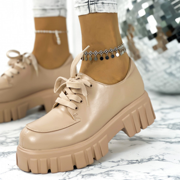 Pantofi Casual Dama Bej din Piele Ecologica Vali