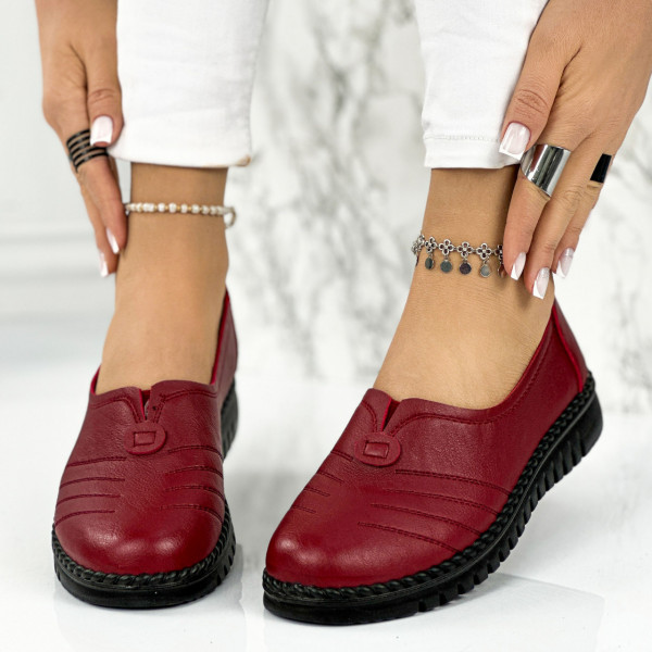 Pantofi Casual Dama Bordo din Piele Ecologica Minin