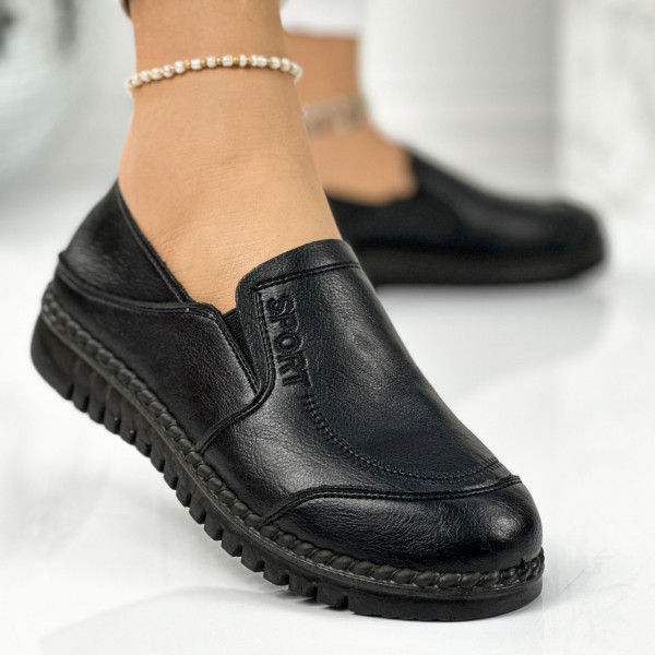 Pantofi Casual Dama Negri din Piele Ecologica Netty