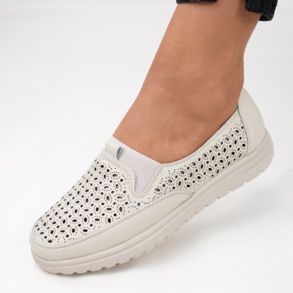 Pantofi Piele Naturala Corina Beige