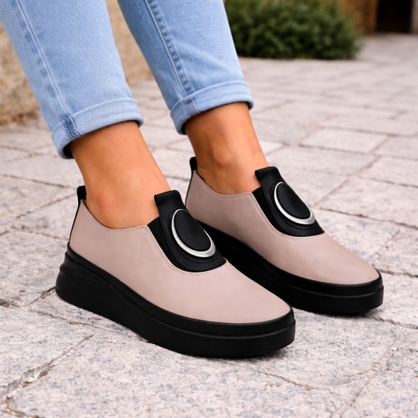 Pantofi Piele Naturala Efrem Greige