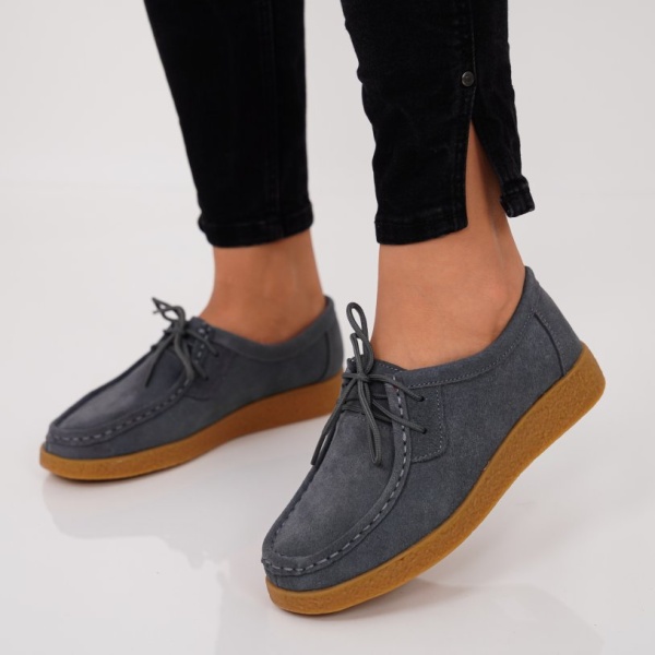 Pantofi Piele Naturala Iris Grey