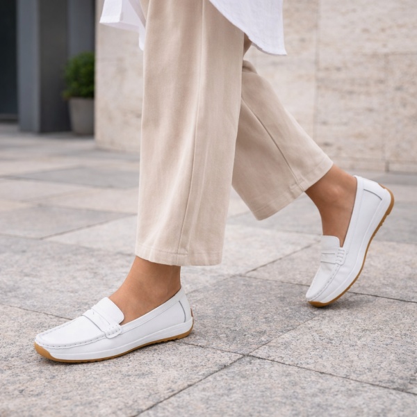 Pantofi Piele Naturala Lima White