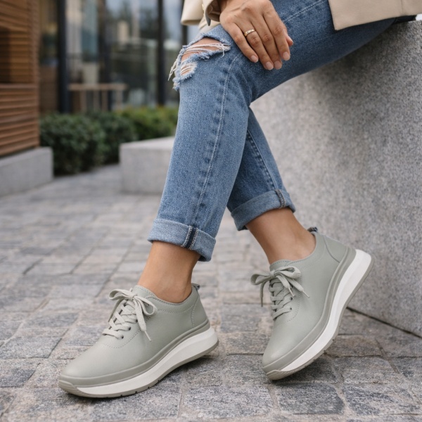 Pantofi Piele Naturala Ramona Green