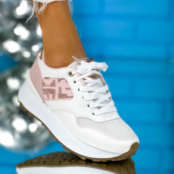 Pantofi Sport Dama cu platforma Roz din Piele Ecologica Talasar