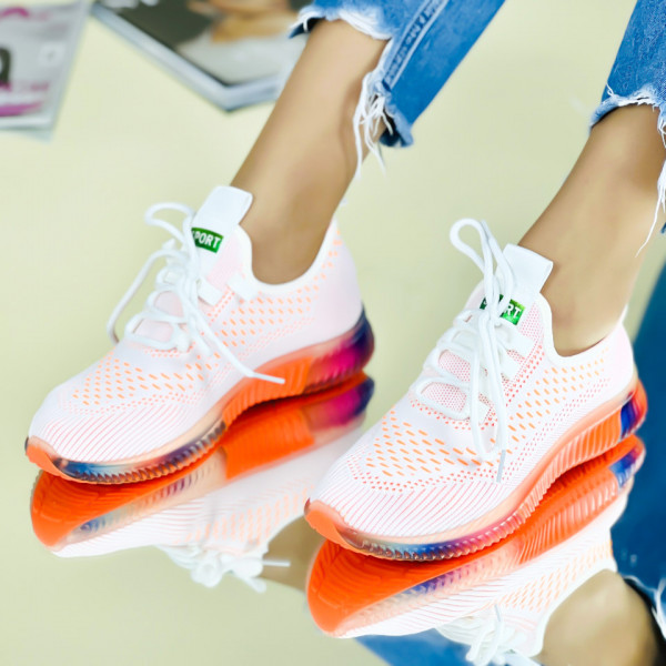 Pantofi Sport Dama Portocalii din Material Textil Myrna