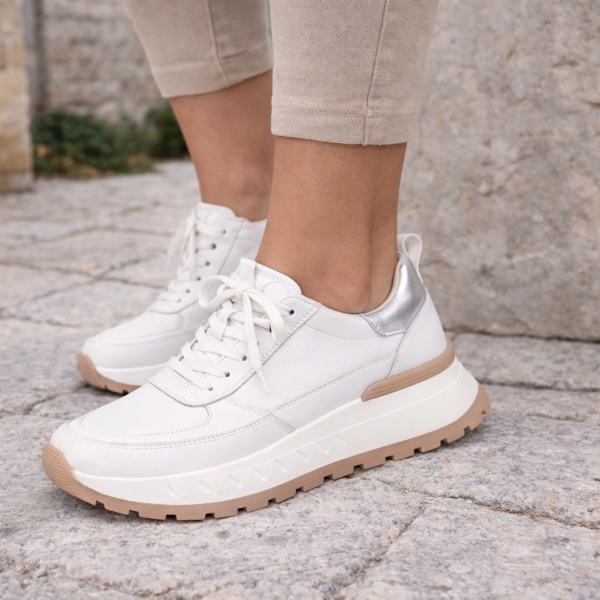 Pantofi Sport Piele Naturala Bucura White
