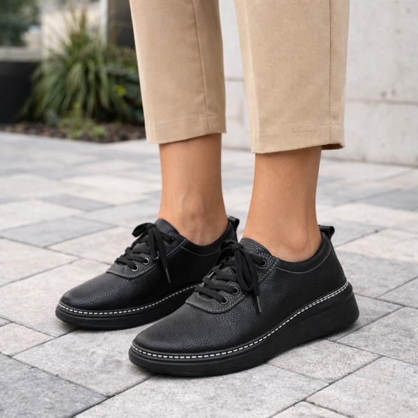 Pantofi Sport Piele Naturala Crina Black