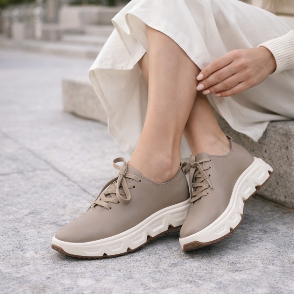 Pantofi Sport Piele Naturala Rosalia Khaki