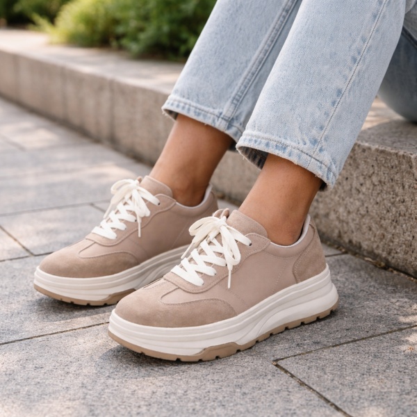 Pantofi Sport Piele Naturala Sima Beige