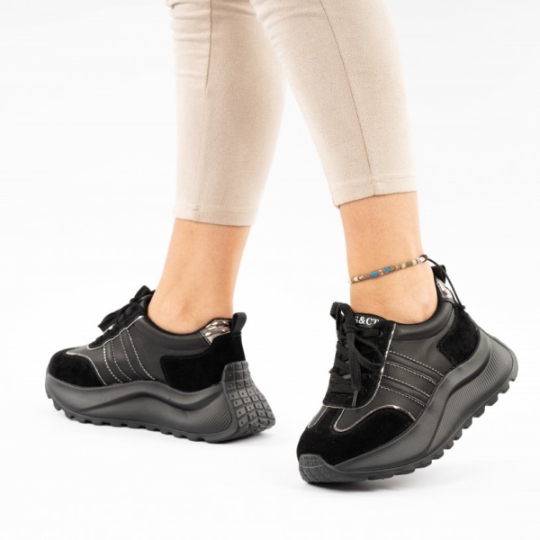 Pantofi Sport Piele Naturala Yamina2 Black