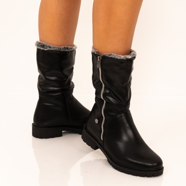 Cizme Scurte Piele Naturala Sevisa Black
