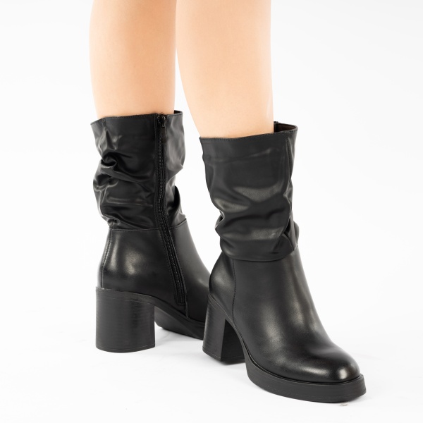 Cizme Scurte Piele Naturala Yafin Black