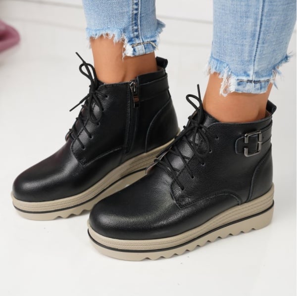 Ghete Piele Naturala Ania Black