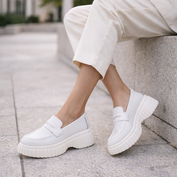 Pantofi Piele Naturala Cataleya White