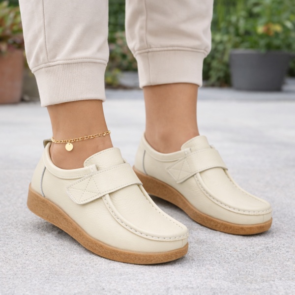 Pantofi Piele Naturala Gaston Beige