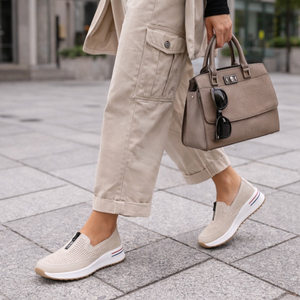 Pantofi Piele Naturala Meria Beige