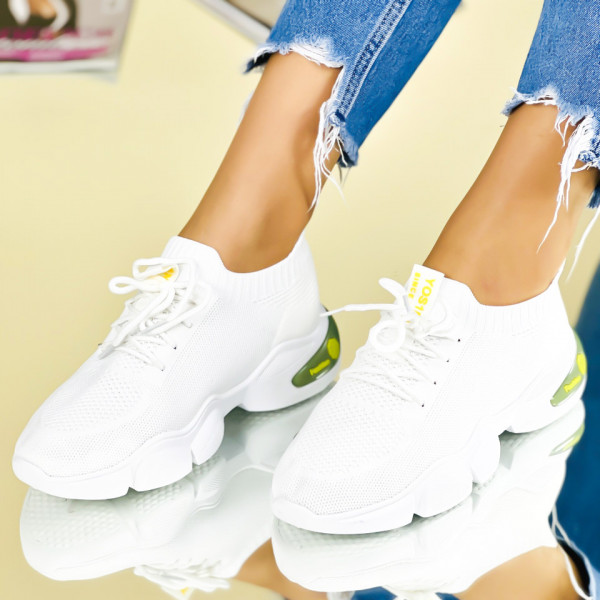 Pantofi Sport Dama Albi din Material Textil Selena