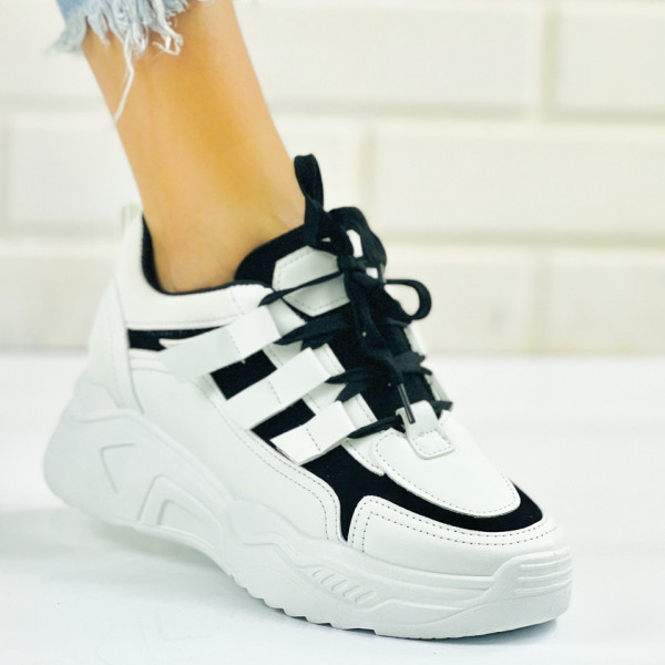Pantofi Sport Dama Albi din Piele Ecologica Aurora