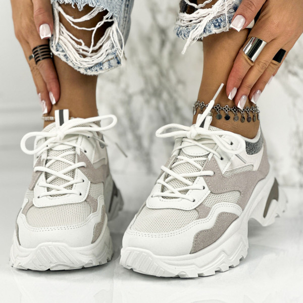 Pantofi Sport Dama Albi din Textil Coates