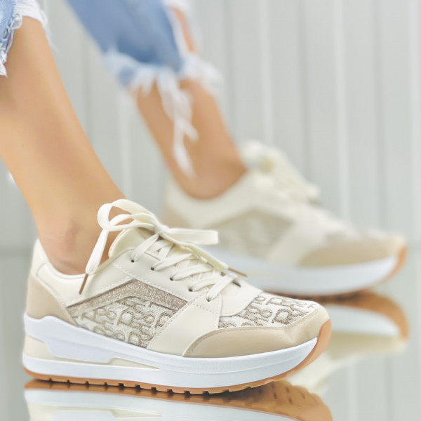 Pantofi Sport Dama Bej din Piele Ecologica Chiara